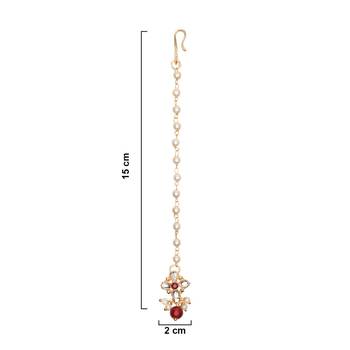 Gold plated Pearl Kundan manng tikka for baby girls/kids 5