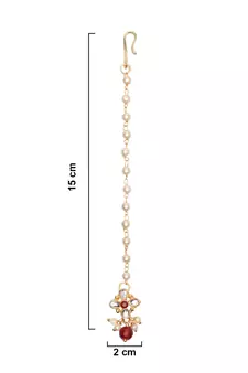 Gold plated Pearl Kundan manng tikka for baby girls/kids
