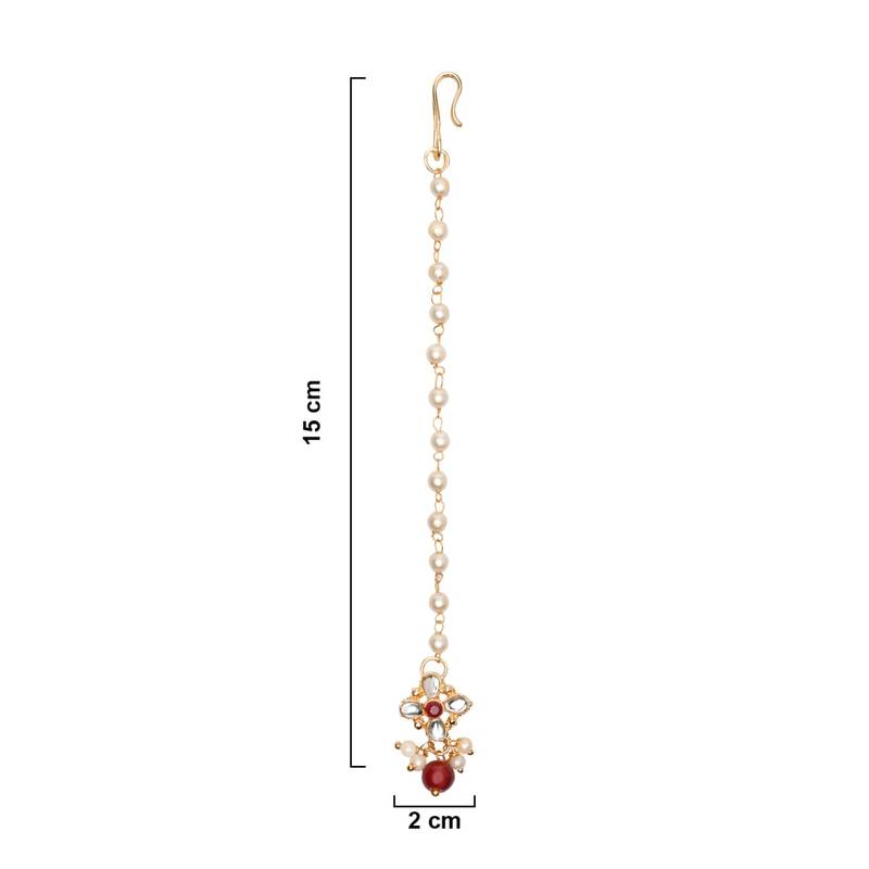 Gold plated Pearl Kundan manng tikka for baby girls/kids