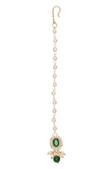 Gold plated Pearl Kundan manng tikka for baby girls/kids 