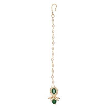 Gold plated Pearl Kundan manng tikka for baby girls/kids  1