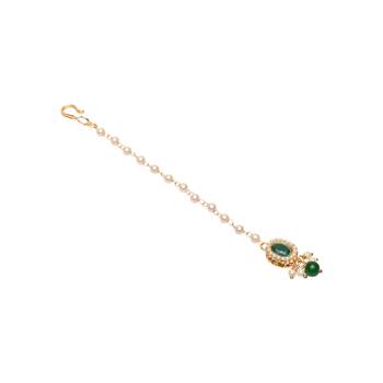 Gold plated Pearl Kundan manng tikka for baby girls/kids  3
