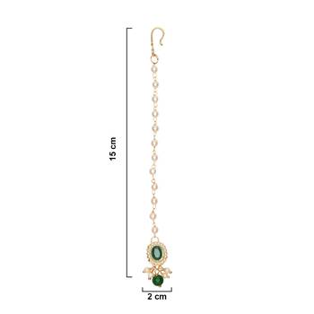 Gold plated Pearl Kundan manng tikka for baby girls/kids  5