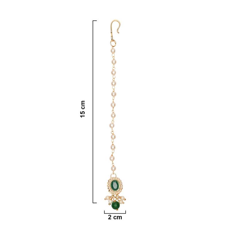 Gold plated Pearl Kundan manng tikka for baby girls/kids 