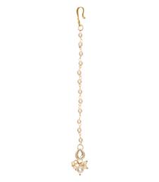 Gold plated Pearl Kundan manng tikka for baby girls/kids