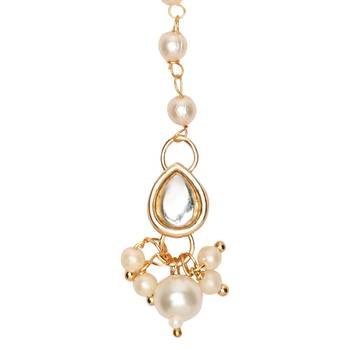Gold plated Pearl Kundan manng tikka for baby girls/kids 2