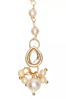 Gold plated Pearl Kundan manng tikka for baby girls/kids