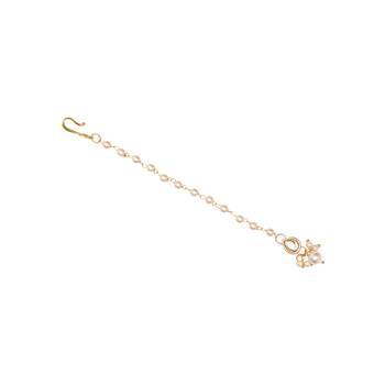 Gold plated Pearl Kundan manng tikka for baby girls/kids 3