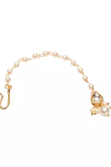 Gold plated Pearl Kundan manng tikka for baby girls/kids