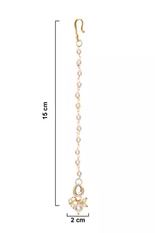 Gold plated Pearl Kundan manng tikka for baby girls/kids