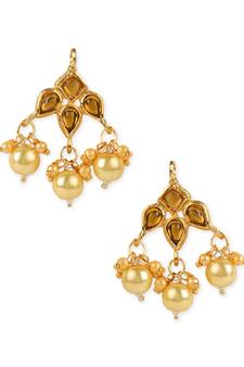 Gold Plated Earrings Handcrafted Kundan & Pearl 