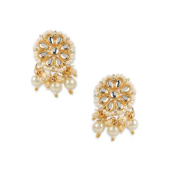 Gold Plated Earrings Handcrafted Kundan & Pearl  1