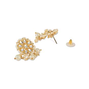 Gold Plated Earrings Handcrafted Kundan & Pearl  2