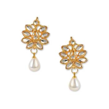 Gold Plated Earrings Handcrafted Kundan & Pearl  1