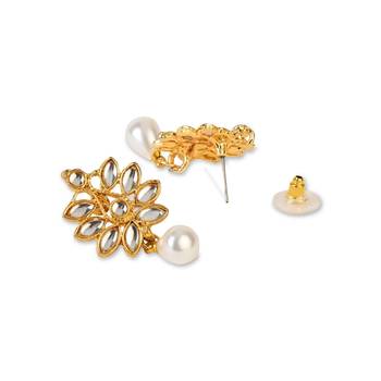 Gold Plated Earrings Handcrafted Kundan & Pearl  2