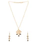 Gold Plated Traditional Pearl Beaded Stylish Moti Necklace Jewellery Set with Earrings for Girls 