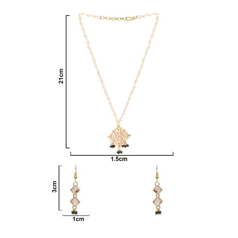 Gold Plated Traditional Pearl Beaded Stylish Moti Necklace Jewellery Set with Earrings for Girls 