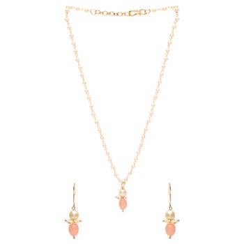 Gold Plated Traditional Pearl Beaded Stylish Moti Necklace Jewellery Set with Earrings for Girls  1