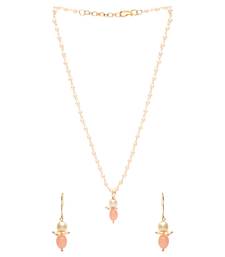 Gold Plated Traditional Pearl Beaded Stylish Moti Necklace Jewellery Set with Earrings for Girls 