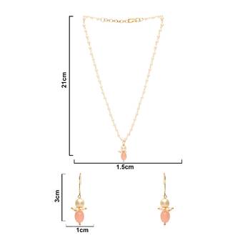 Gold Plated Traditional Pearl Beaded Stylish Moti Necklace Jewellery Set with Earrings for Girls  3