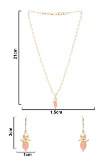 Gold Plated Traditional Pearl Beaded Stylish Moti Necklace Jewellery Set with Earrings for Girls 