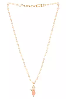 Gold Plated Traditional Pearl Beaded Stylish Moti Necklace Jewellery Set with Earrings for Girls 