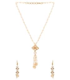 Gold Plated Traditional Pearl Beaded Stylish Moti Necklace Jewellery Set with Earrings for Girls 