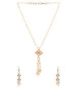 Gold Plated Traditional Pearl Beaded Stylish Moti Necklace Jewellery Set with Earrings for Girls 