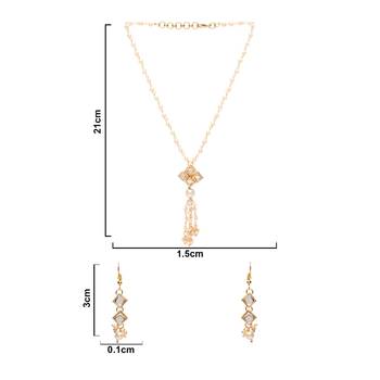 Gold Plated Traditional Pearl Beaded Stylish Moti Necklace Jewellery Set with Earrings for Girls  3