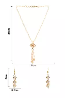 Gold Plated Traditional Pearl Beaded Stylish Moti Necklace Jewellery Set with Earrings for Girls 