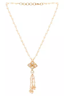 Gold Plated Traditional Pearl Beaded Stylish Moti Necklace Jewellery Set with Earrings for Girls 
