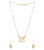 Gold Plated Traditional Pearl Beaded Stylish Moti Necklace Jewellery Set with Earrings for Girls 