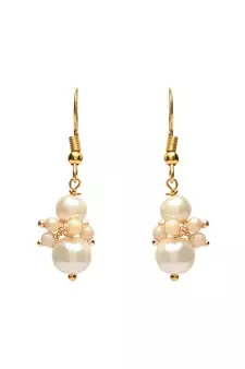 Gold Plated Traditional Pearl Beaded Stylish Moti Necklace Jewellery Set with Earrings for Girls 