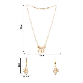 Gold Plated Traditional Pearl Beaded Stylish Moti Necklace Jewellery Set with Earrings for Girls  3