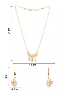 Gold Plated Traditional Pearl Beaded Stylish Moti Necklace Jewellery Set with Earrings for Girls 