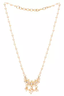 Gold Plated Traditional Pearl Beaded Stylish Moti Necklace Jewellery Set with Earrings for Girls 