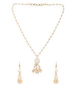 Gold Plated Traditional Pearl Beaded Stylish Moti Necklace Jewellery Set with Earrings for Girls 