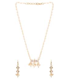 Gold Plated Traditional Pearl Beaded Stylish Necklace Jewellery Set with Earrings for Girls 