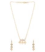 Gold Plated Traditional Pearl Beaded Stylish Necklace Jewellery Set with Earrings for Girls 