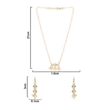 Gold Plated Traditional Pearl Beaded Stylish Necklace Jewellery Set with Earrings for Girls  3