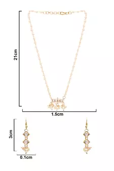 Gold Plated Traditional Pearl Beaded Stylish Necklace Jewellery Set with Earrings for Girls 