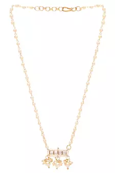 Gold Plated Traditional Pearl Beaded Stylish Necklace Jewellery Set with Earrings for Girls 