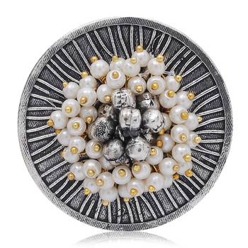 Silver Oxidised Ethnic Adjustable Brass Finger Ring Embellished With ghungroo and pearl  1