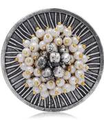 Silver Oxidised Ethnic Adjustable Brass Finger Ring Embellished With ghungroo and pearl 