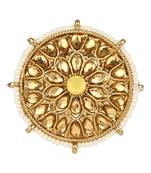 Gold Plated Ethnic Adjustable Brass Finger Ring Embellished With ghungroo and pearl 