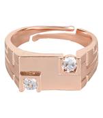 Valentine's Special Rose Gold Plated Elegant Classy CZ Crystal Adjustable Finger Ring for Men & Boys 