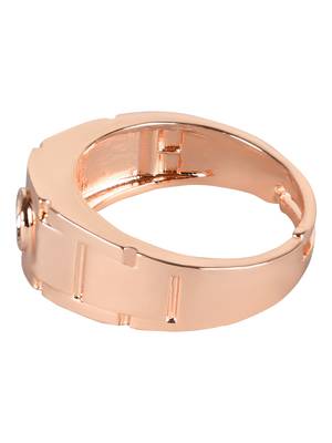 Valentine's Special Rose Gold Plated Elegant Classy CZ Crystal Adjustable Finger Ring for Men & Boys  3