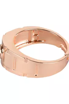 Valentine's Special Rose Gold Plated Elegant Classy CZ Crystal Adjustable Finger Ring for Men & Boys 