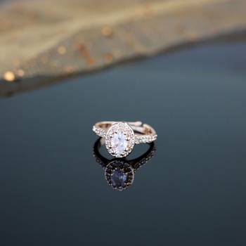 Valentine's Special Rose Gold Plated Elegant Classy CZ Crystal Adjustable Finger Ring for Men & Boys  1