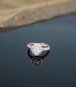 Valentine's Special Rose Gold Plated Elegant Classy CZ Crystal Adjustable Finger Ring for Men & Boys 